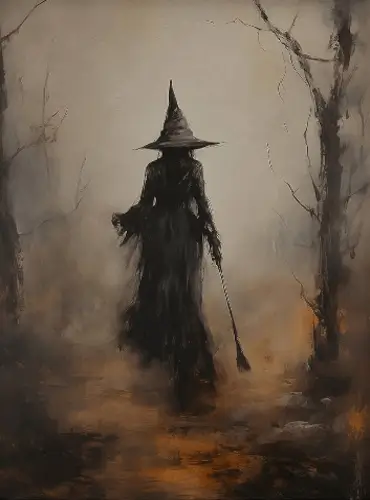Imagen de de Bruja Antigua Mayor, en el camino brumoso de lo incierto para crear la Magia en Tu Casa.