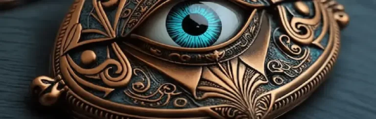 Los Amuletos: Protectores Mágicos 1 Los amuletos, protectores mágicos. Objeto de bronce con un ojo en relieve, símbolo de protección mágica a lo largo de la historia.