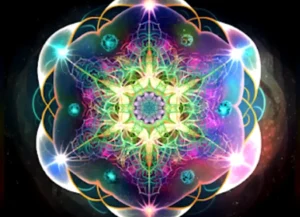 La Voz de la Bruja Paz 7 Revelaciones 7 Mandala colorido representando los patrones de la geometría sagrada y la armonía universal.