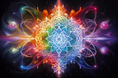 La Geometría Sagrada: Un Viaje Místico y Científico al Corazón del Universo ✨🌀 11 Mandala terapéutico con formas y colores armonizantes basados en la geometría sagrada.