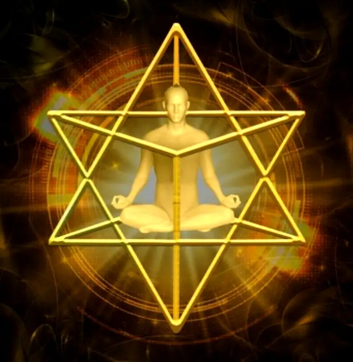 La Geometría Sagrada: Un Viaje Místico y Científico al Corazón del Universo ✨🌀 8 Merkabah dorado resplandeciente, símbolo de ascensión y geometría sagrada.