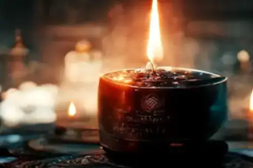 Velador con vela encendida para Rituales de Liberación